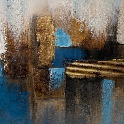 Tablou abstract albastru cu accente aurii – 80×120 cm | Olivy