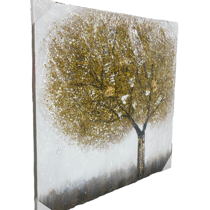 Tablou cu copac auriu în relief – 100×100 cm | Olivy