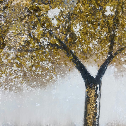 Tablou cu copac auriu în relief – 100×100 cm | Olivy