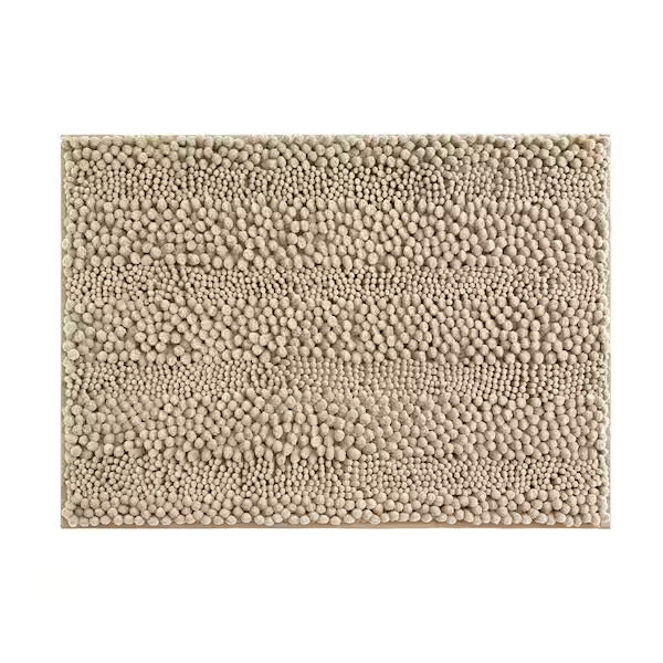 Covoraș baie din Chenille moale, strat antiderapant, 45×70 cm, Bej