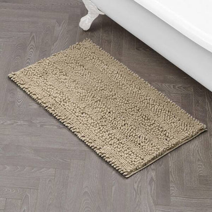 Covoraș baie din Chenille moale, strat antiderapant, 45×70 cm, Bej