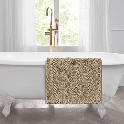 Covoraș baie din Chenille moale, strat antiderapant, 45×70 cm, Bej