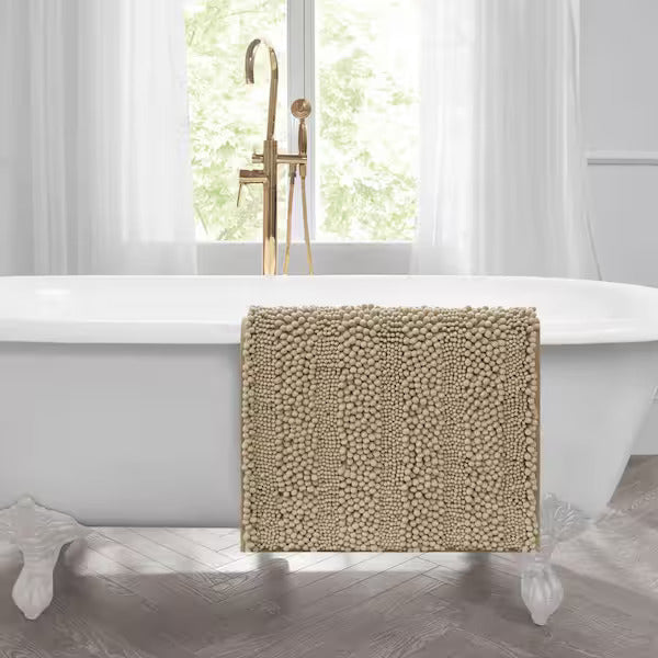 Covoraș baie din Chenille moale, strat antiderapant, 45×70 cm, Bej