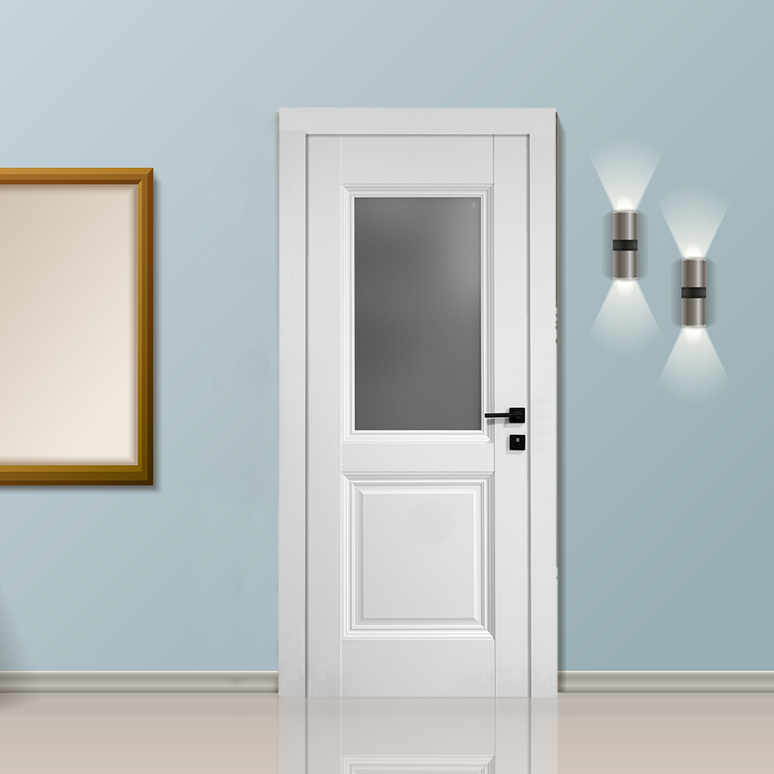 Ușă de interior albă JYA-067 cu sticlă satinată și toc reglabil – design modern, complet echipată, livrare rapidă www.CasaDeco.ro