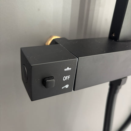 Set duș termostatic pătrat H-cubic – inox premium, finisaj negru mat