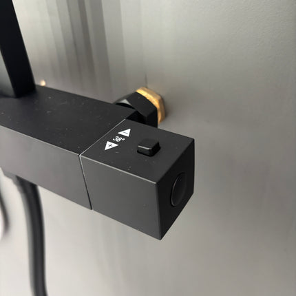 Set duș termostatic pătrat H-cubic – inox premium, finisaj negru mat