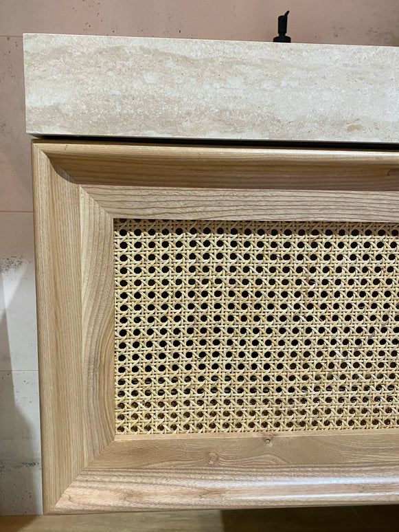 Set Mobilier Baie din Lemn Natur cu Oglindă LED – Design Modern & Premium