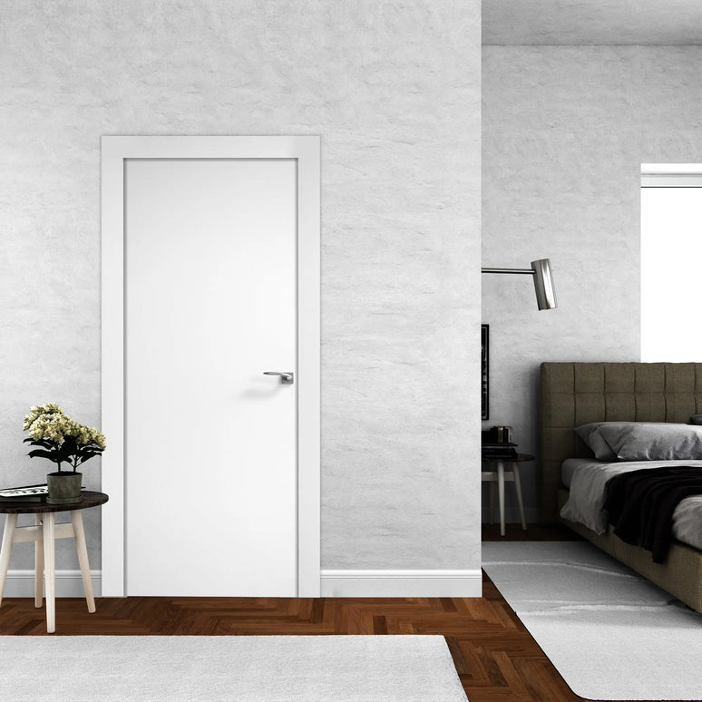 Ușă de interior Pulls alb mat cu toc reglabil – design discret, complet echipată, livrare rapidă Rezult