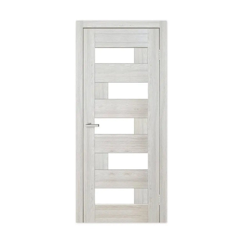 Ușă interior Rino 16 Shalet Oak – complet echipată, cu sticlă verticală și toc reglabil Omis