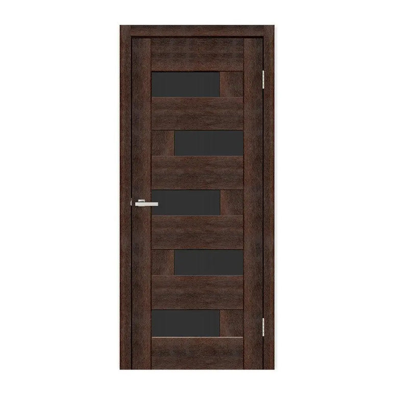 Ușă interior Rino 16 European Chestnut- cu sticlă decorativă, complet echipată Omis