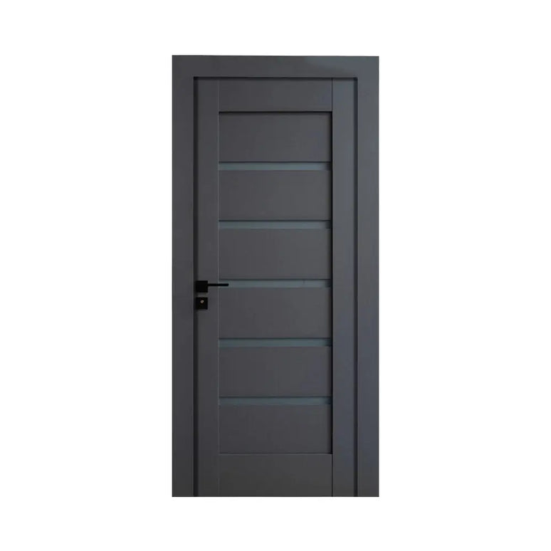 Ușă interior antracit JYA-006 cu toc reglabil – design vertical modern, complet echipată www.CasaDeco.ro
