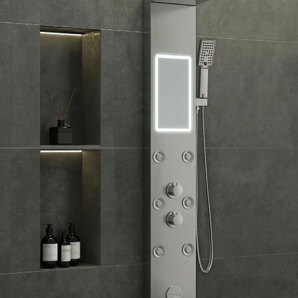 Panel de Duș Shiny Mirror – Design Modern cu Oglindă Integrată și Funcții Premium
