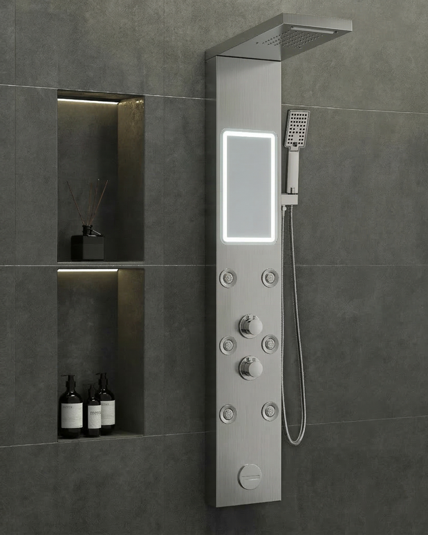 Panel de Duș Shiny Mirror – Design Modern cu Oglindă Integrată și Funcții Premium