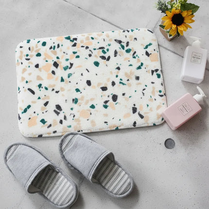 Covoraș baie absorbant, imitație cașmir, strat antiderapant, 40×60 cm, model Terrazzo