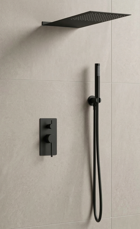 Set duș încastrat 2 funcții – Rical – Negru mat