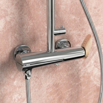 Coloană de duș 3 funcții – Mevai – Crom + Rose gold