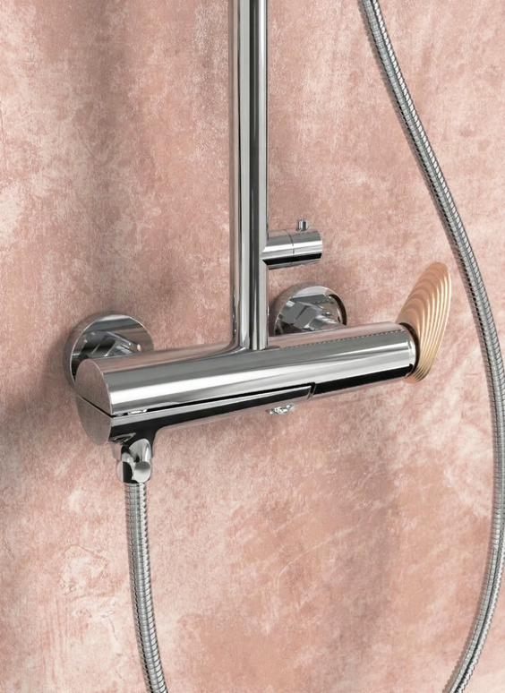 Coloană de duș 3 funcții – Mevai – Crom + Rose gold