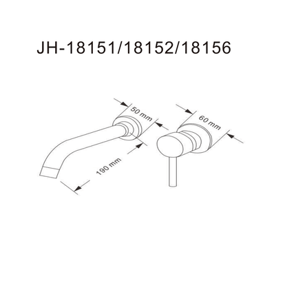 Baterie lavoar încastrată JH-18152 – negru mat