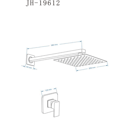 Set duș încastrat JH-19612 cu duș fix – auriu periat