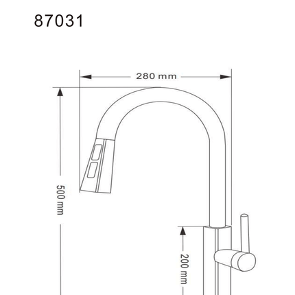 Baterie bucătărie 87031 – pipă extractibilă – 2 funcții – negru mat
