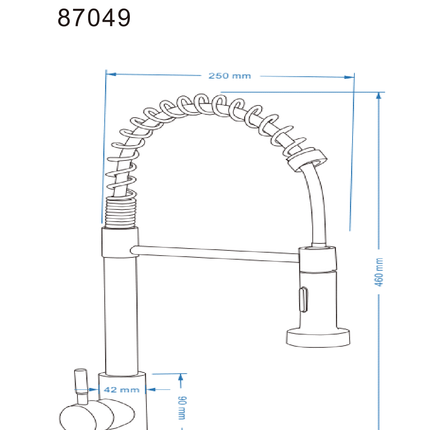 Baterie bucătărie 87049 – pipă flexibilă cu arc – crom
