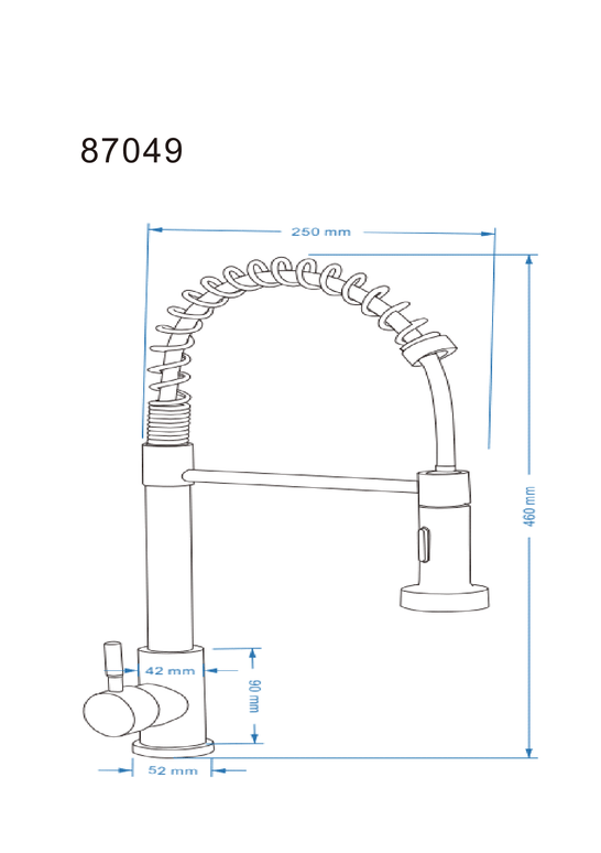 Baterie bucătărie 87049 – pipă flexibilă cu arc – auriu