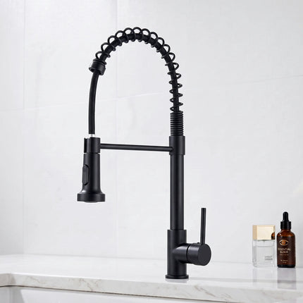 Baterie bucătărie 87049 – pipă flexibilă cu arc – negru mat