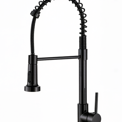 Baterie bucătărie 87049 – pipă flexibilă cu arc – negru mat