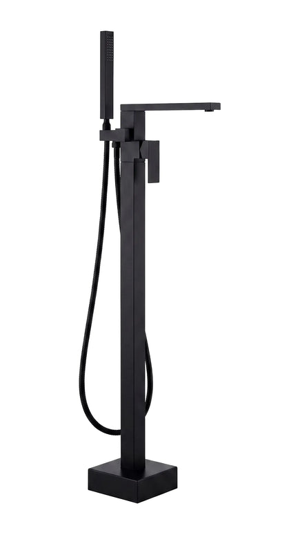 Baterie cadă freestanding JH-9001 cu duș de mână – negru mat
