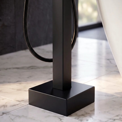 Baterie cadă freestanding JH-9001 cu duș de mână – negru mat
