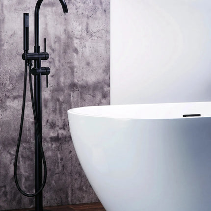Baterie cadă freestanding JH-9002 cu duș de mână – negru mat