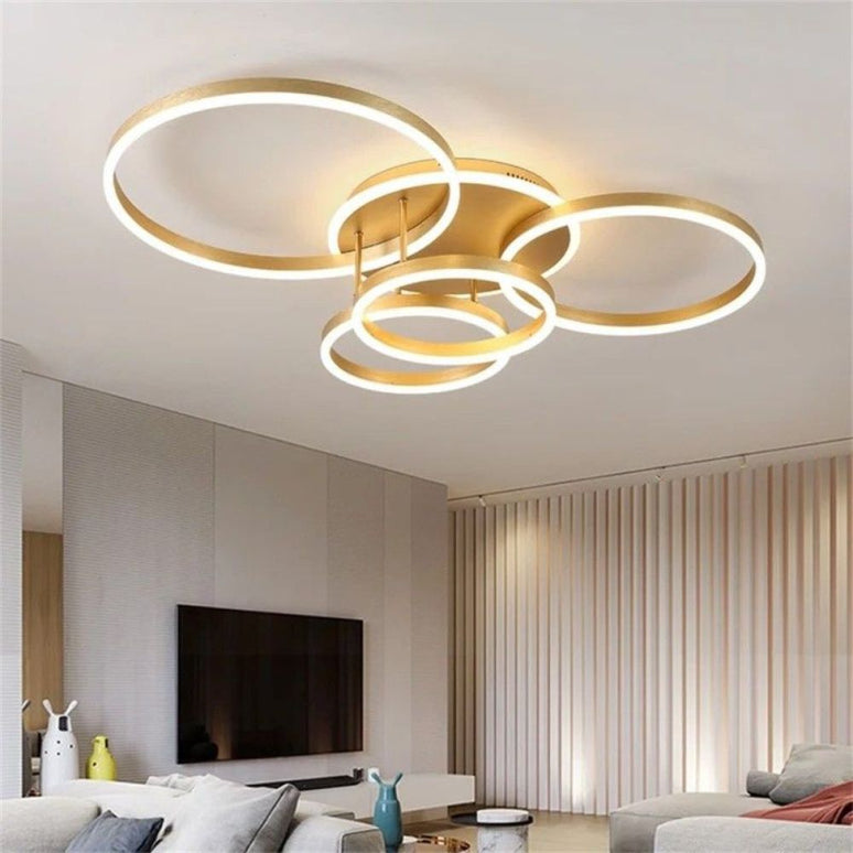 Lustra LED 360W Auriu 4 cercuri  cu Telecomanda 5184/600+500+400+300 GD LMX