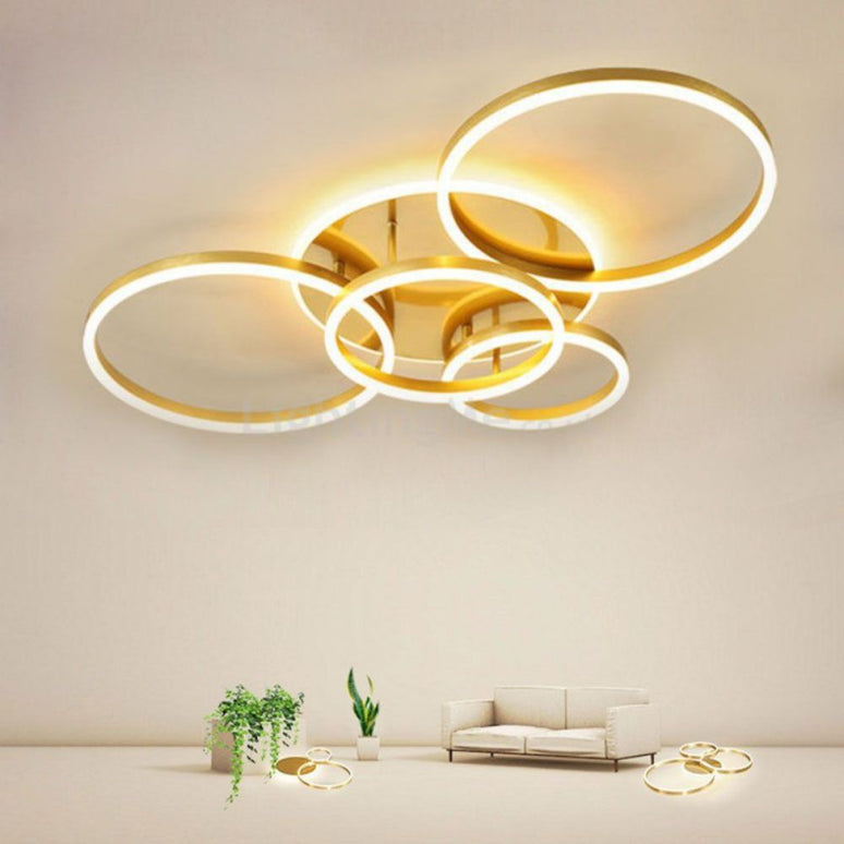 Lustra LED 360W Auriu 4 cercuri  cu Telecomanda 5184/600+500+400+300 GD LMX