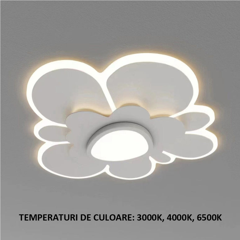 Lustra LED Abstract Flower G3836, cu telecomanda, 150W, 6000lm, alb, cu trei tipuri de lumina