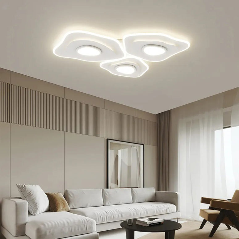 Lustra LED Abstract Glowing G3835/3, cu telecomanda, 294W, 12000lm, alb, cu trei tipuri de lumina