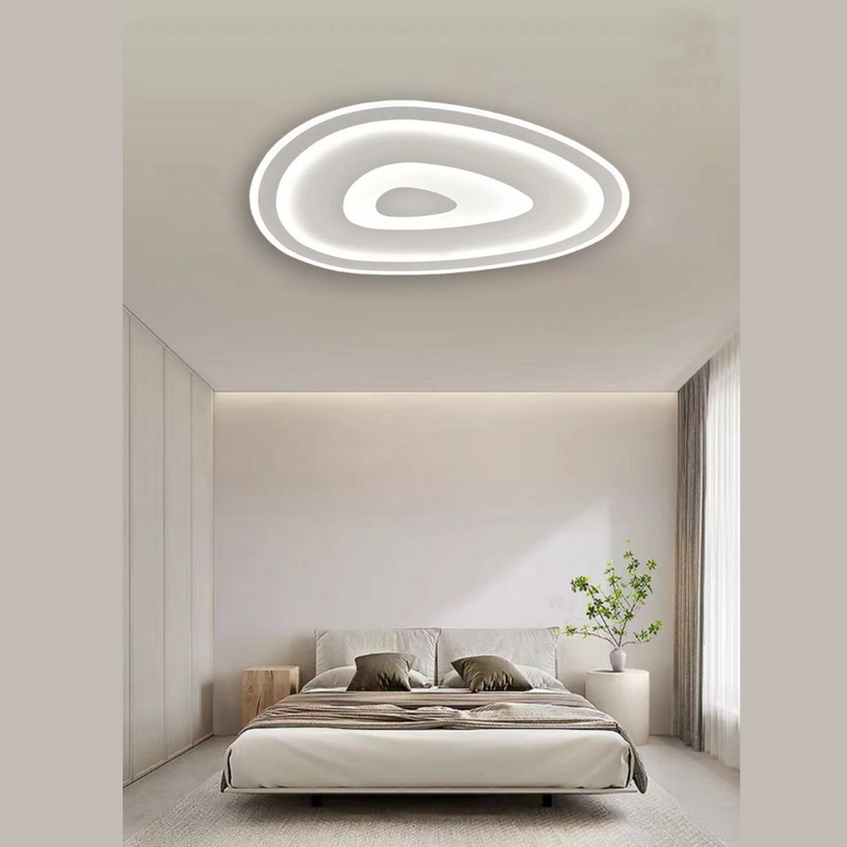 Lustra LED Abstract , cu telecomanda, 74W, gri, cu trei tipuri de lumina,7588/400 WT LMX