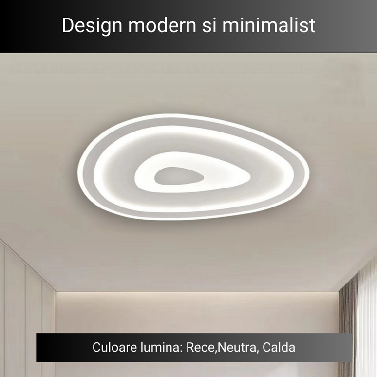 Lustra LED Abstract , cu telecomanda, 74W, gri, cu trei tipuri de lumina,7588/400 WT LMX
