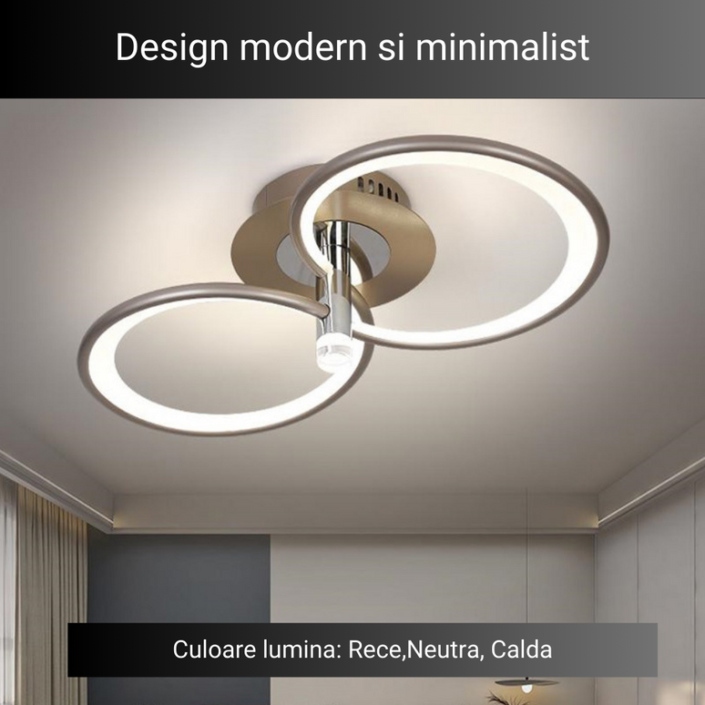 Lustra LED Circle Concept 2, cu telecomanda, 58W, 3000lm, gri, cu trei tipuri de lumina 9246/2S