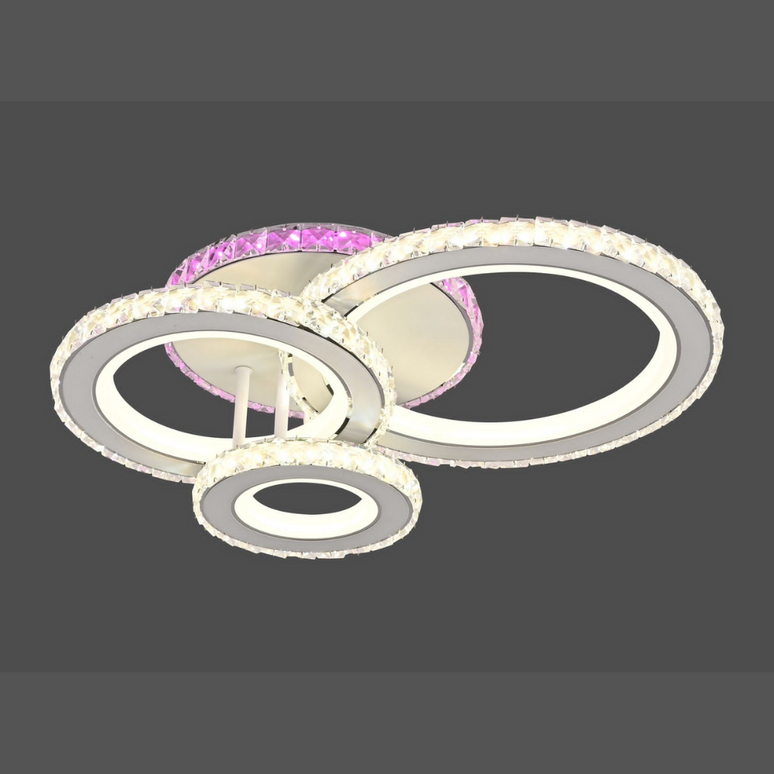 Lustra LED Circle Style, cu telecomanda, 77W, 3500lm, gri, cu trei tipuri de lumina,L7603/4C LMX