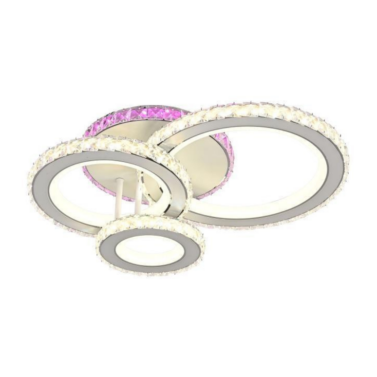 Lustra LED Circle Style, cu telecomanda, 77W, 3500lm, gri, cu trei tipuri de lumina,L7603/4C LMX