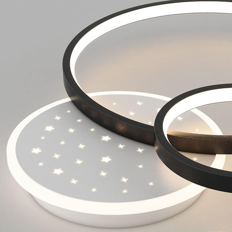 Lustra LED Circular Starry, cu telecomanda, 108W, negru, cu trei tipuri de lumina G3868/BK LMX