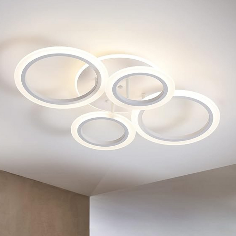 Lustra LED Concept Circles, cu telecomanda,176W, alb, cu trei tipuri de lumina 6601/2+2 A LMX