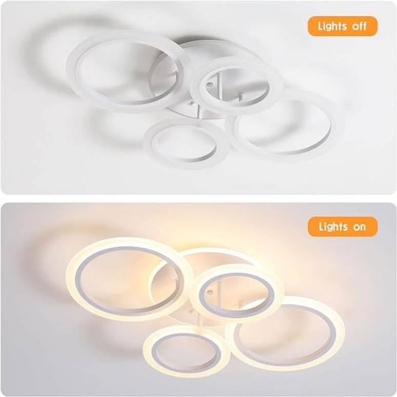 Lustra LED Concept Circles, cu telecomanda,176W, alb, cu trei tipuri de lumina 6601/2+2 A LMX