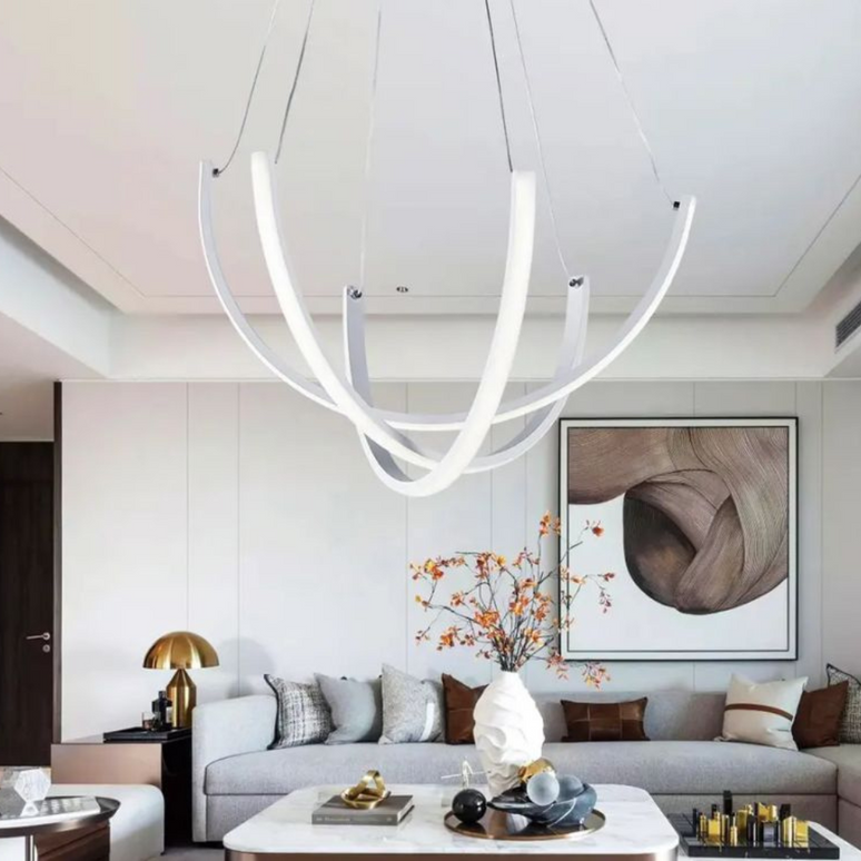 Lustra LED Creative Design, cu telecomanda, 122W, alb, cu trei tipuri de lumina SE-P1065 LMX