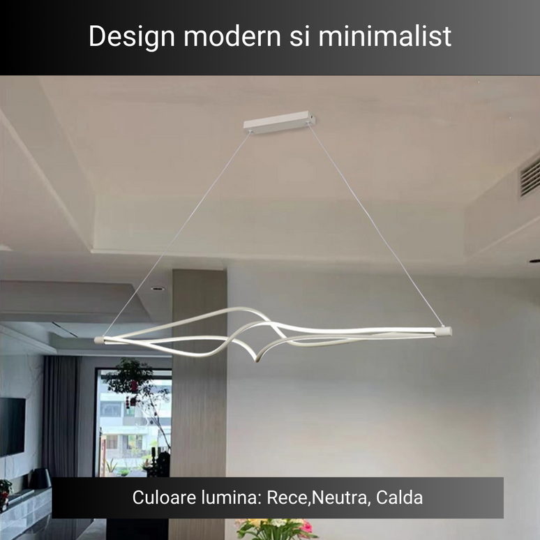 Lustra LED Creative Lightning, suspendata,cu telecomanda, 78W, alb, cu trei tipuri de lumina, intensitate reglabila 8806/1200 WT LMX