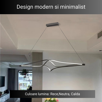 Lustra LED Creative 8806/1200 BK, suspendata,cu telecomanda, 78W, negru, cu trei tipuri de lumina, intensitate reglabila