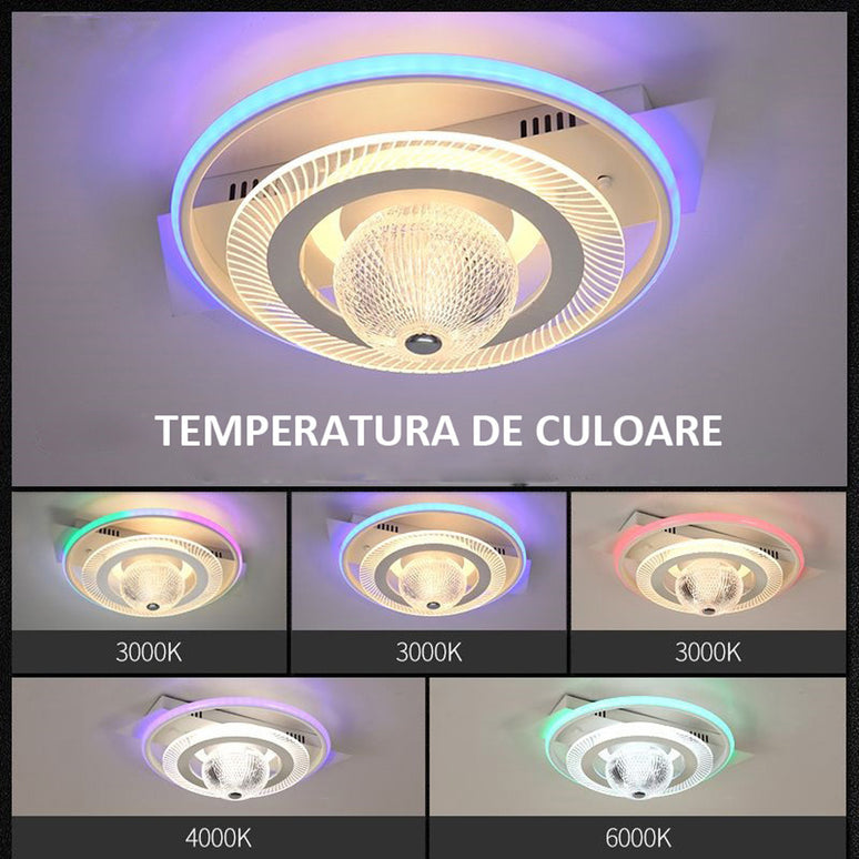 Lustra LED Digital Circle, cu telecomanda, 66W, 3000lm, alb, cu trei tipuri de lumina 9214/400 WT/MRGB