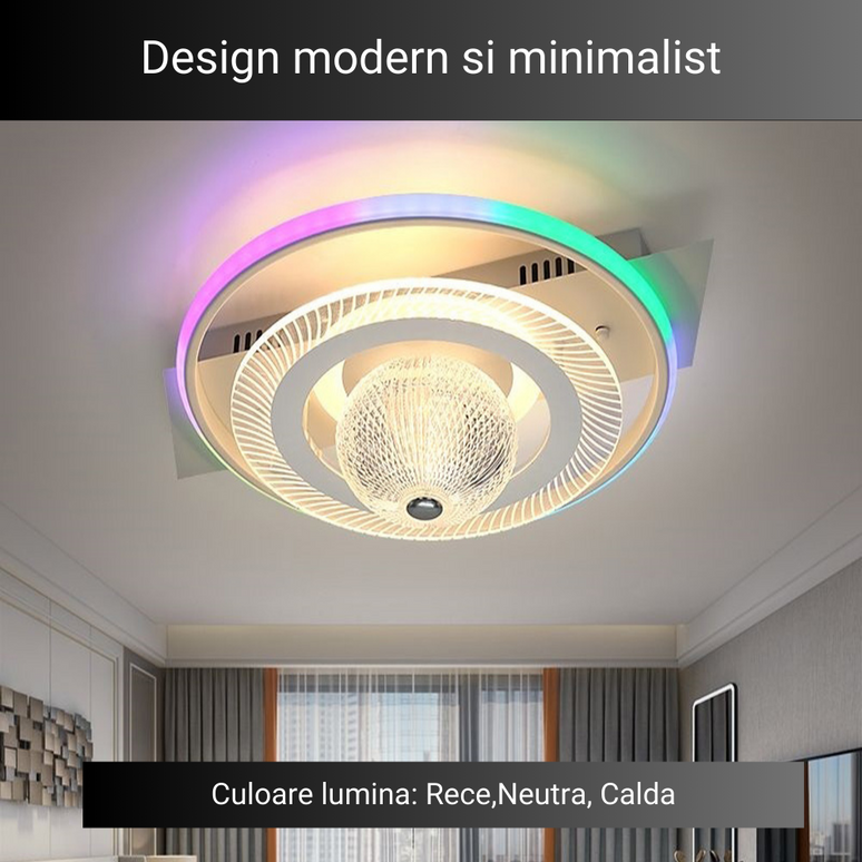 Lustra LED Digital Circle, cu telecomanda, 66W, 3000lm, alb, cu trei tipuri de lumina 9214/400 WT/MRGB