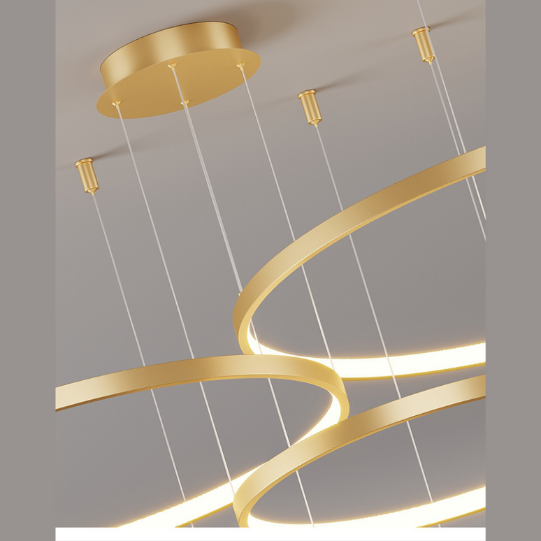 Lustra LED Goldish Rings, suspendata, cu telecomanda,204W, iluminat modern, auriu G3651/30+40+60 GD LMX