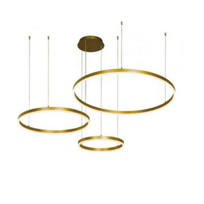 Lustra LED Goldish Rings, suspendata, cu telecomanda,204W, iluminat modern, auriu G3651/30+40+60 GD LMX